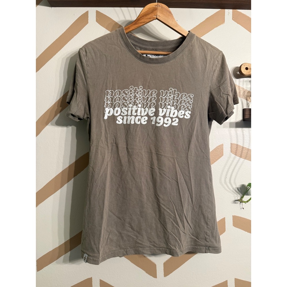 Dutch Bros T-Shirt Women Small Grey Positive Vibes Since 1992 Graphic Tee